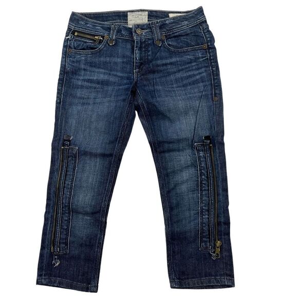 Pre-Loved Taverniti So Jeans Women Denim 3/4 Capri Cropped Washed Jeans US 26 - Picture 1 of 16